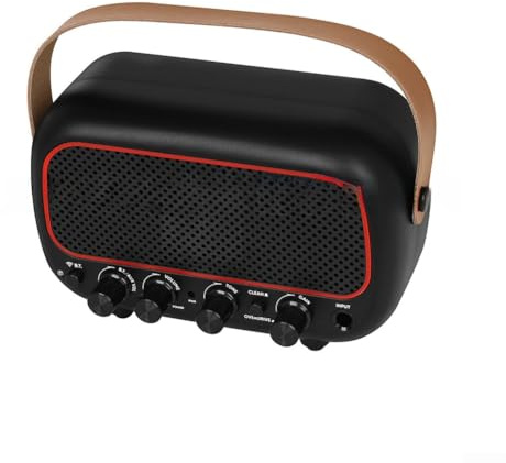 Zoegneer Dispositivo audio portatile da 5 W ricaricabile con doppio altoparlante per chitarra elettrica, smartphone, tablet, per viaggi, uso esterno, design compatto in ABS nero, bianco, marrone