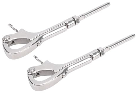 aqxreight Ganchos Abatibles, 2 Ganchos de 8 Mm con Grillete y Perno Prensado para Cable de Acero Inoxidable de 16 Mm, Barreras de Seguridad, Veleros, Yates.