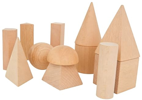EIMSOAH Geometriska Träformer Blocks Pedagogisk Byggleksak för Barn Matematikinlärning, Kognitiv Utveckling, Interaktivt Lärande för Lärare och Elever, Bokträmaterial (12 st)