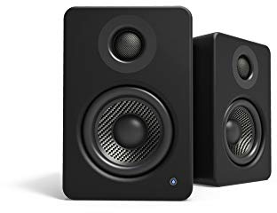Kanto YU2 Powered Desktop Speakers | 3 Composite Drivers | 3/4 Silk Dome Tweeter | Class D Amplifier | 100 Watts | Built-in USB DAC | Subwoofer Output | Matte Black | Pair