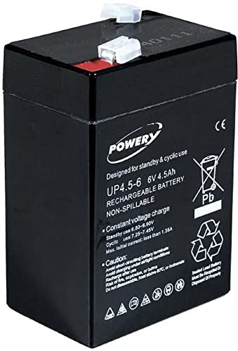 Powery Batería de Gel para Equipos de Limpieza Cortadora de césped 6V 4,5Ah (Reemplaza también 4Ah 5Ah)