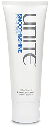 UNITE Hair – SMOOTH&SHINE Cream – Smoothing Styling Cream to Control Frizz & Add Brilliant Shine – Seals Ends & Reduces Blow-Dry Time – UV & Thermal Protection – 3.5 Oz