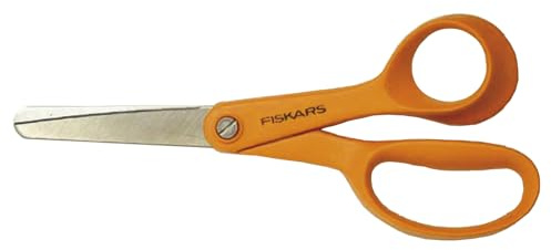 Fiskars - 1005166 - Ciseaux enfant, + 8 ans, Longueur totale: 13 cm, Pour droitiers, Lames en acier inoxydable/Poignées en plastique, Orange, Classic,