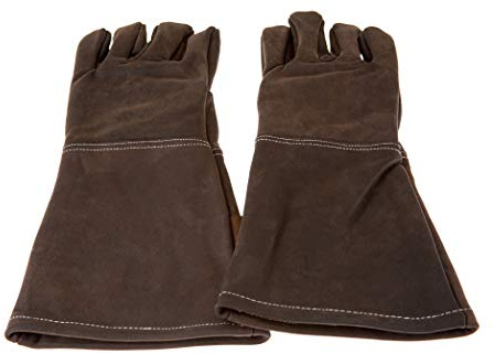 Alpenleder Grillhandschuhe ALPENGLÜHEN – Echt Leder Grill Handschuhe – Feuerfeste Grillhandschuhe mit Unterarmschutz und hitzebeständig Innenfutter – auch als Schweißerhandschuhe verwendbar (Koffee)