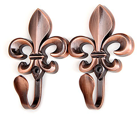 Wandhaken, Raffhalter für Vorhänge, Blumenform, aus Zinklegierung, 2 Stück Red Copper