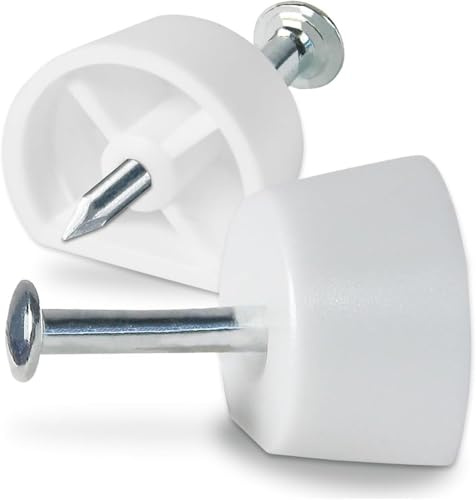 HKB ® 40 Stück Bodenträger mit Stift 12mm, 7mm breit Kunststoff weiß, Hersteller Hettich, Artikelnr. 382