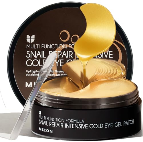 MIZON Under Eye Patches for Puffy Eyes & Dark Circles, 24K Gold & Snail Mucin, 60 Pcs – Anti-Wrinkle Collagen & Peptide Formula – Moisturizing Korean Eye Mask for Elasticity