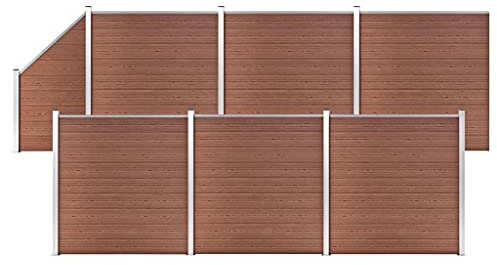 vidaXL WPC Zaunset 6 eckig + 1 schräg 1138x186 cm braun