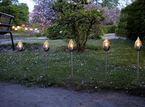 technik@all LED-Solar-Fackel 'Olympus', Edelstahl, 6er Set,