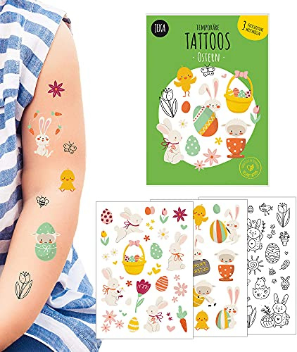 Kindertattoo Ostern, 3 Bögen Kindertattoos Ostern, Ostertattoos, Ostergeschenk für Kinder, Kinder Tattoo Ostern, Kleinigkeit Ostern, Aufkleber Kinder, Mal Mich Bunt