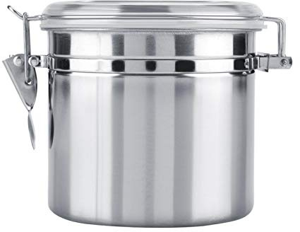 Tiiyee Coffee Container, Metal Container Vacuum Sealed Storage Coffee Jar Stainless Steel with Lid Airtight Fresh and Flavorful Counter for Sugar Tea Bean (Medium)