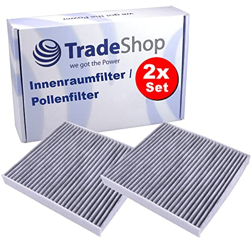 2x Trade-Shop Innenraumfilter/Pollenfilter mit Aktivkohle für Seat Leon SC, VW Golf VIII, Golf VIII Variant, E-Golf electric, Grand California Camper, GTI, Jetta