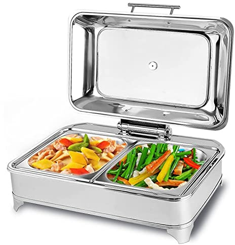 RSHJD Chafing Dish Elettrico, 9L Scaldavivande per Buffet Commerciale con Coperchio a Vista in Vetro, Contenitore Scalda Cibo Professionale per Catering, Buffet e Feste, Mantieni Il Cibo Caldo