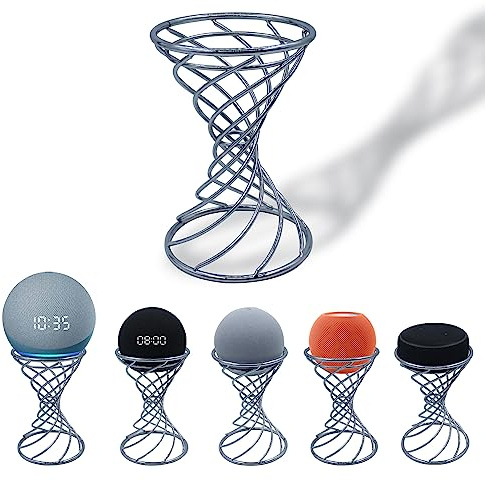 Dutiplus Smart Speaker Table Stand Decorative Holder for Echo Dot 5nd/4rd/3th/2th Gen, Echo 4nd/3rd/2th Gen, Echo Glow, Apple Homepod Mini and Google Home Mini/Nest Mini(Chrome)