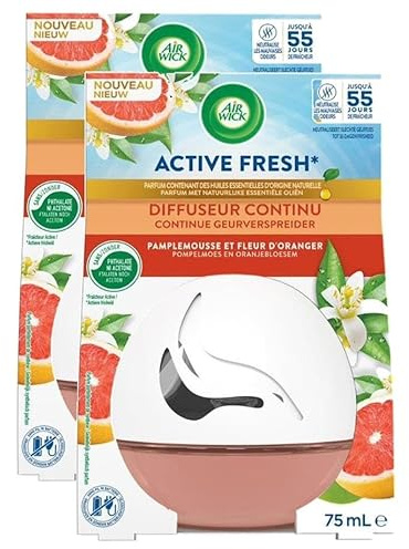 Air Wick Lot de 2 Diffuseurs Continus Active Fresh Pamplemousse - Flacon de 75 ml