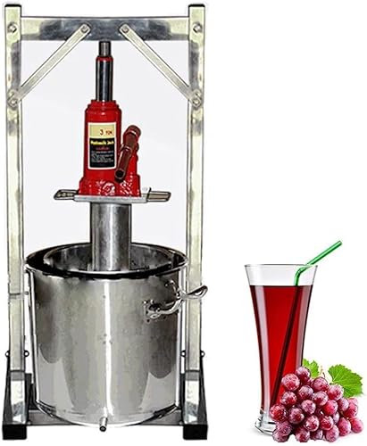 HACSYP Fruchtpresse Obst-Apfelweinmühle, Edelstahl-Weinpresse, Traubenmühle, Brecher, Weinherstellungswerkzeuge mit hydraulischem Wagenheber, for Saft, Kräutersaft, Wein, Olivenöl (Size : 12L)