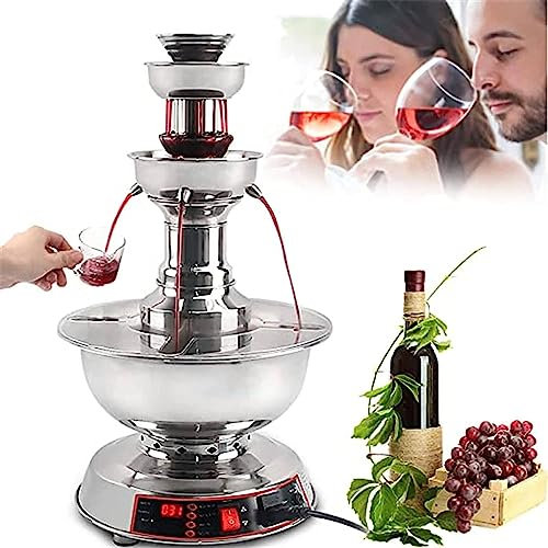MOXAC 3-Tier Party Wine Fountain Machine, 120W Wine Fountain Machine, Temperature adjustment 0~100℃,Juice and Wine Fountain with LED Lighted Base, Wine Dispenser Machine for Wedding Bar Party
