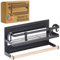RICOO Gewürzregal magnetisch mit Küchenrollenhalter ohne Bohren, Gewürz Organizer KR003, Gewürzregal Schranktür, Kühlschrank Regal, Paper Towel Holder, Gewürzregal Wand mit Papierrollenhalter