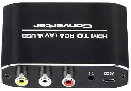 MOOKEENONE HDMI to RCA Converter, AV/CVSB L/R Video Box Support NTSC PAL PC, Blu-ray Player, DVD Player, AV Receiver, Streaming Media Devices