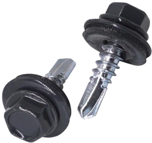 SKIR'CO (25 pezzi) Viti per tetti, testa esagonale, viti autoperforanti verniciate 4,8 x 19 mm con rondelle EPDM (grigio antracite RAL 7016)