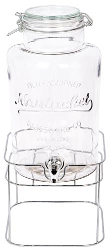 Rink Drink 6.5L Drinks Dispenser with Tap & Stand - Large Home Kitchen Outdoor Chrome Tap Water Dispensing Jug Indoor Juice Punch Bottle for BBQ, Party, Picnic, Events, Buffets