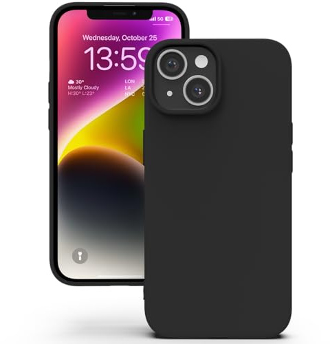 YATWIN Hülle für iPhone 13 Mini, Silikon Handyhülle mit Futter, 1mm Kamera und Displayschutz, Dünn & Leicht, Anti Kratzer Case, Schwarz