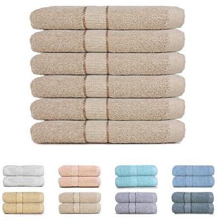 GFD Textiles - Juego de 6 Toallas de Tocador Pequeñas 30x50 cm | 100% Algodón Premium Suave & Súper Absorbente | Secado Rápido, Antibacterianas, Ideales para Manos y Rostro | Camel