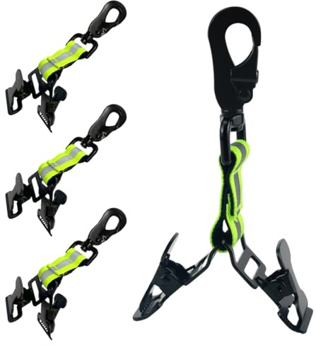 Neiveino 4 Stück Feuerwehr Handschuhhalter Set, Doppelter Clip Handschuhe Halterung, mit Wanderschnalle Handschuhklammer Feuerwehr, für Aufhängen Handschuhen, Schutzhelmen, Handtüchern