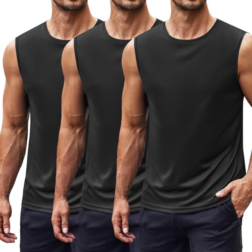 COOFANDY Herren Tank Top 2/3er Pack Ärmelloses Muskelshirt Bodybuilding Achselshirts UPF 50 Sonnenschutz Funktionsshirt