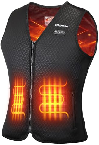 KEMIMOTO Women's Heated Gilet, Rechargeable USB Heated Vest with 3 Stalls Adjustable Temperature, Electric Thermal Vest with 6 Heating Zones for Motorcycles Outdoor(Battery Pack Included)