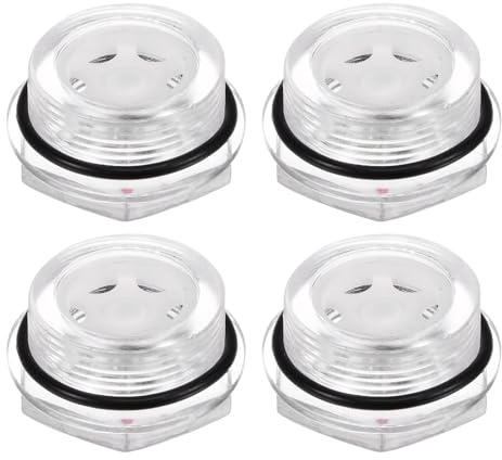 QUARKZMAN 4Pz Vetro Spia Olio Compressore Aria M30 x 1.5mm Maschio Indicatore Livello Liquido Testa Esagonale Plastica Olio Vista O-Ring per Aria Compressore Raccordi, Trasparente