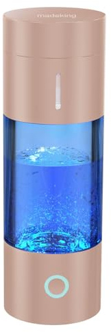 madeking Generador de Botella de Agua de Hidrógeno - Máquina Ionizadora de Agua de Hidrógeno Recargable de 400ml, Vaso de Agua de Hidrógeno de Vidrio Portátil Bueno para Viajar, Viaje, Regalo (oro)