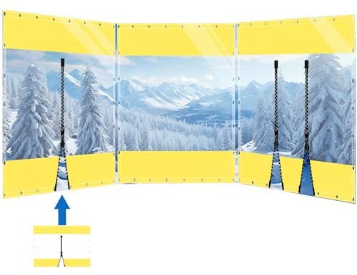 HQQMNY Transparent Outdoorvorhang Plane mit Ösen H2mxL2,4m PVC Winddicht Vorhang 0.5mm Wasserdichter Planen Trennvorhang für Garage Terrassen Gartenlauben Balkon Gelb + 1 RV