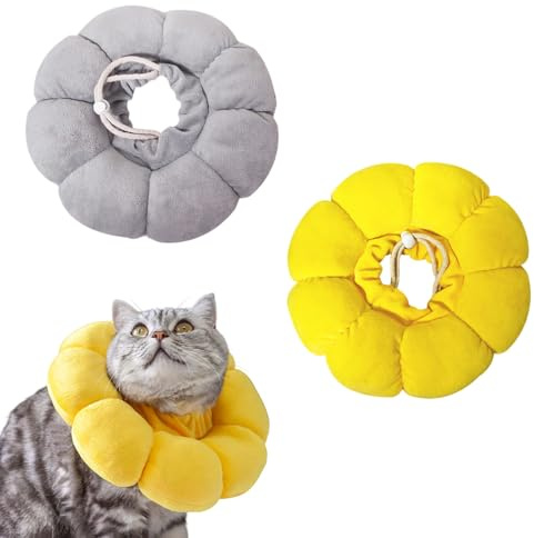 GUTERTOP 2 collari regolabili per gatti, con girasole, per recuperare animali domestici, protezione contro le perdite