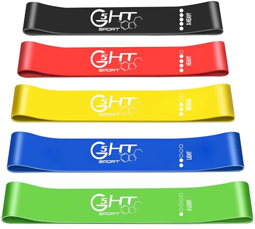 G5 HT SPORT Fitnessband [singel eller set med 3 eller 5] elastiska motståndsband för träning, pilates, yoga, rehabilitering | Loopband Set (KIT 5-fas)