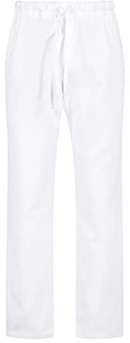 B-well MOREN Medicinska slip-on-byxor, arbetsbyxor, 100 % bomull, unisex med elastiskt midjeband, sjukhus, uniformsbyxor, bomull, Vit, 4XL