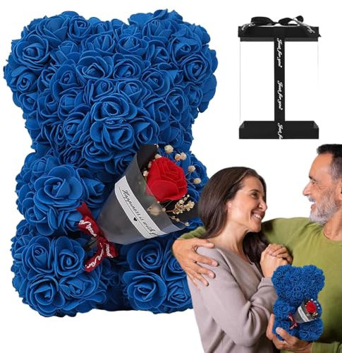 Orso di fiori, orsacchiotto di rose, set di orsacchiotto con rose, realizzato a mano, con confezione regalo, festa della mamma, San , compleanno, anniversario