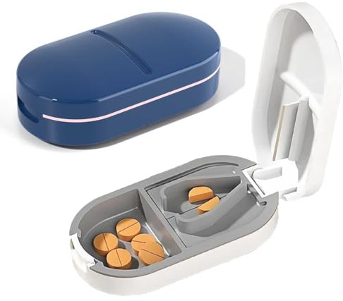 NHQZ Tagliapillole, Separatore di Pillole Portatile con Lama per Pillole Piccole e Pillole Grandi, Taglia le Pastiglie Facilmente, Taglia Pillole per Anziani, Bambini, Animali, Viaggi, 2 pezzo