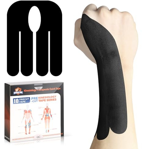 KTQUICK Vorgeschnittene Kinesiotapes für Handgelenk,10PCS,Wasserdicht | Hautfreundl, Hypoallerg, Atmungsaktiv, Reißfest und Starke Haftung Tape für Handgelenkschmerzen (Sport & Alltag)