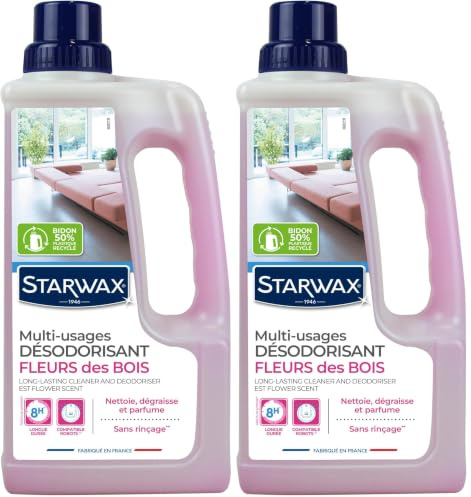 STARWAX - Nettoyant Multi-Usages - Parfum Fleur des Bois - Nettoie, Dégraisse, Désodorise - Longue Durée - Formule Concentrée - Sans Javel - Sans Rincage -Fabriqué en France - 1 L - jusqu'à 1000 m²