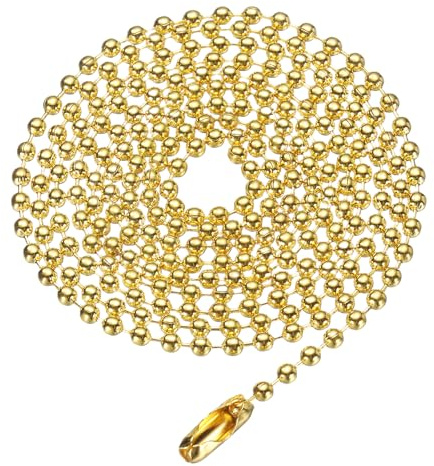 sourcing map Stainless Steel Ball Chain Round Bead Necklace Dog Tag Pull Chains with Connectors Clasps for Men Women Jewelry Making Bracelets Keychain