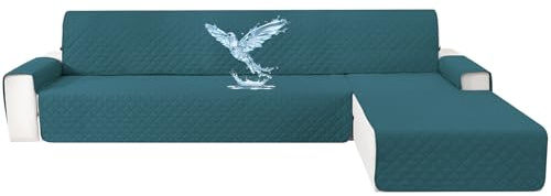 CYCMACO Wasserdicht Couch Überzug L Form 4 Sitzer, Rechts/Links Reversibel Couch Überzug Ecksofa, rutschfest Couchbezug L Form Mit Armlehne, Universal, Waschbar, Für Hund Katze, Dunkelgrün