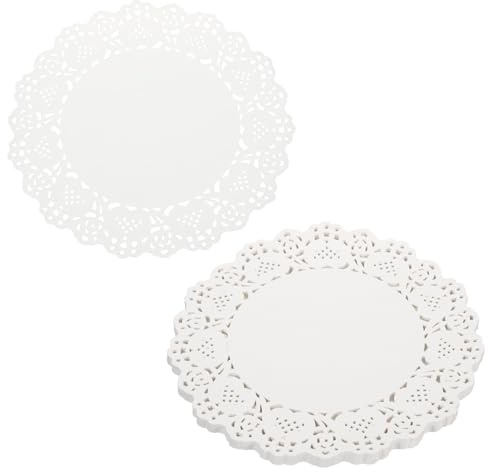 QUARKZMAN 100Stk. Tortenspitzen 24cm Rund Dekoratives Einweg-Tischset Weiß | Tortendeckchen aus Spitzenpapier für Kuchen Desserts Lebensmitteldekoration Hochzeit Geburtstag
