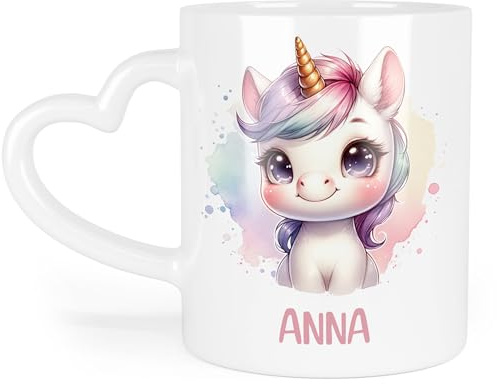 Kiddle-Design Kindertasse mit Namen Personalisiert, Personalisierte Tasse Kinder mit Waschbär, Namenstasse Waschbärtasse, Kinderbecher als Geschenk zur Taufe, Geburt Weihnachten - Emaille Tasse