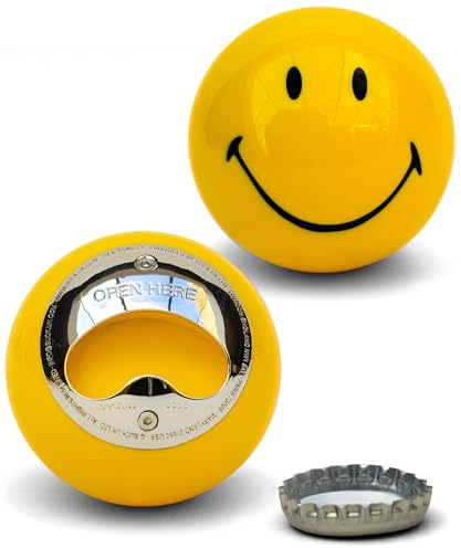Suck UK Décapsuleur Smiley Ball | Prise en main confortable en acier inoxydable facile à ouvrir pour bière soda | Accessoires uniques pour l'extérieur ou l'intérieur | Cadeau fantaisie amusant pour