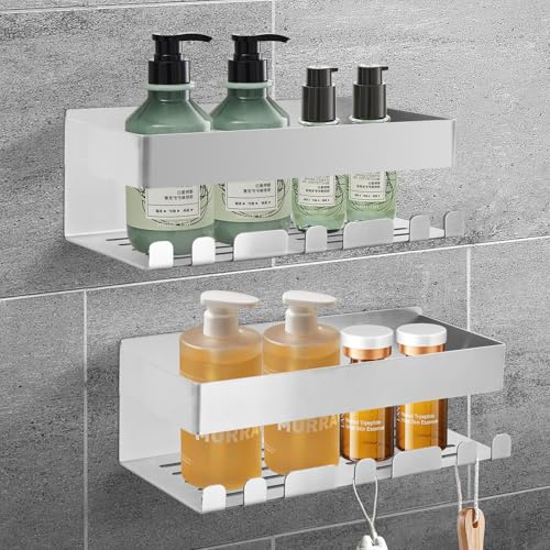 Focenat 2 Stück Duschablage Edelstahl, Badregal ohne Bohren, Shampoohalterung für Dusche und Küche