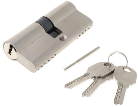 IZHAOGJING Schließzylinder, Zylinderschloss Universal 70mm Schließzylinder Mit 3 Schlüsseln Türschloss Zylinder Anti-Diebstahl Eingang Aluminium Legierung Zylinder Türschloss Hause Sicherheit(Silver)