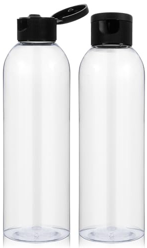 Ptwola Lot de 2 bouteilles de voyage vides en plastique rechargeables de 200 ml avec bouchon à rabat - Pour shampooing, après-shampoing, lotion, crème