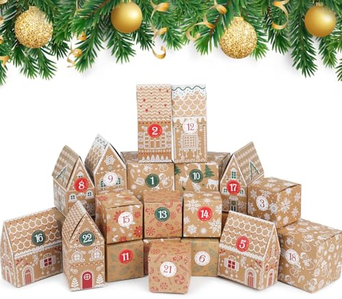 SULOLI Calendario Avvento 2026 da Riempire,24 Pezzi Scatole Carta Kraft