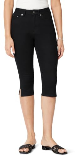 Amazon Essentials Jeans Cropped a Vita Alta Donna, Nero, 48